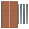 Brauner WPC Sichtschutzzaun mit sechs Paneelen und sieben LED Zaunpfosten, modernes Design, glatte Oberfläche und langlebige Materialien