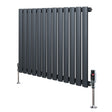 Gliederheizkörper in Anthrazitgrau mit TRV Chromventilen, 600mm x 780mm, schlankes, modernes Design und glatte, matte Oberfläche