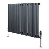 Gliederheizkörper in Anthrazitgrau mit TRV Chromventilen, 600mm x 780mm, schlankes, modernes Design und glatte, matte Oberfläche