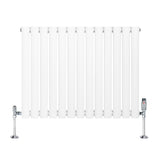 Weißer Gliederheizkörper mit TRV Chromventilen, 600mm x 780mm, aus robustem Material, mit glatter, glänzender Oberfläche und modernen, eleganten Linien