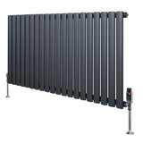 Gliederheizkörper in Anthrazitgrau mit TRV Chromventilen, 600mm x 1200mm, aus robustem Material, mit glatter, moderner Oberfläche und vertikalen Röhren