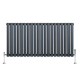 Anthrazitgrauer Gliederheizkörper mit TRV Chromventilen, 600mm x 1200mm, aus robustem Material, mit glatter, moderner Oberfläche und eleganten Linien