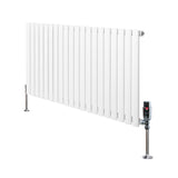 Gliederheizkörper in Weiß mit TRV Chromventilen, 600mm x 1200mm, schlankes Design, glatte Oberfläche und moderne Linienführung für effiziente Wärmeabgabe