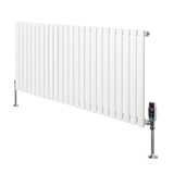 Gliederheizkörper in Weiß mit TRV Chromventilen, 600mm x 1440mm, schlankes Design und glatte, glänzende Oberfläche für moderne Innenräume