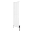 Hochformatiger, weißer Gliederheizkörper mit TRV Chromventilen, 1600mm x 480mm, schlankes Design und glatte Oberfläche für moderne Innenräume