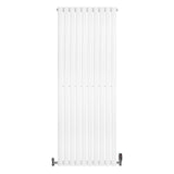 Weißer Gliederheizkörper mit TRV Chromventilen, 1600mm x 600mm, vertikale Lamellenstruktur, modernes Design, ideal für effiziente Raumheizung