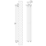 Weißer Gliederheizkörper mit TRV Chromventilen, Maße 1800mm x 240mm, schlankes Design, ideal für moderne Wohnräume, glatte Oberfläche und elegante Linienführung