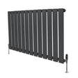 Flachheizkörper in Anthrazitgrau, 600mm x 910mm, mit schlanken Lamellen und modernen Ventilen, ideal für zeitgemäße Wohnräume