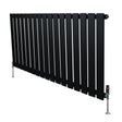 Flachheizkörper in Schwarz, 600mm x 1190mm, mit vertikalen Lamellen und modernen Ventilen, ideal für stilvolle Heizlösungen in jedem Raum