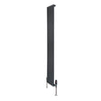 Flachheizkörper in Anthrazitgrau, 1600mm x 280mm, mit vertikalen Lamellen und modernen Ventilen, ideal für stilvolle Heizlösungen