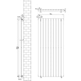 Flachheizkörper in Anthrazitgrau, 1600mm x 700mm, mit vertikalen Lamellen und klaren Abmessungen, ideal für moderne Innenräume