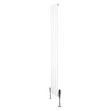 Flachheizkörper in Weiß, 1800mm x 280mm, mit vertikalen Lamellen und modernen Ventilen, ideal für effiziente Raumheizung und stilvolle Einrichtung