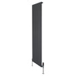 Flachheizkörper in Anthrazitgrau, 1800mm x 560mm, mit vertikalen Lamellen und modernen Ventilen, ideal für stilvolle Heizlösungen