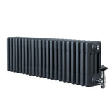 Röhrenheizkörper 4 Säulen mit TRV Chromventile – 300mm x 1010mm – Anthrazitgrau