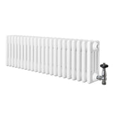 Röhrenheizkörper 4 Säulen mit TRV Chromventile – 300mm x 1010mm – Weiß