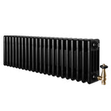 Röhrenheizkörper 4 Säulen mit TRV Chromventile – 300mm x 1010mm – Schwarz