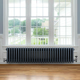 Röhrenheizkörper 4 Säulen mit TRV Chromventile – 300mm x 1370mm – Anthrazitgrau - view 3