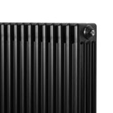 Röhrenheizkörper 4 Säulen mit TRV Chromventile – 300mm x 1505mm – Schwarz