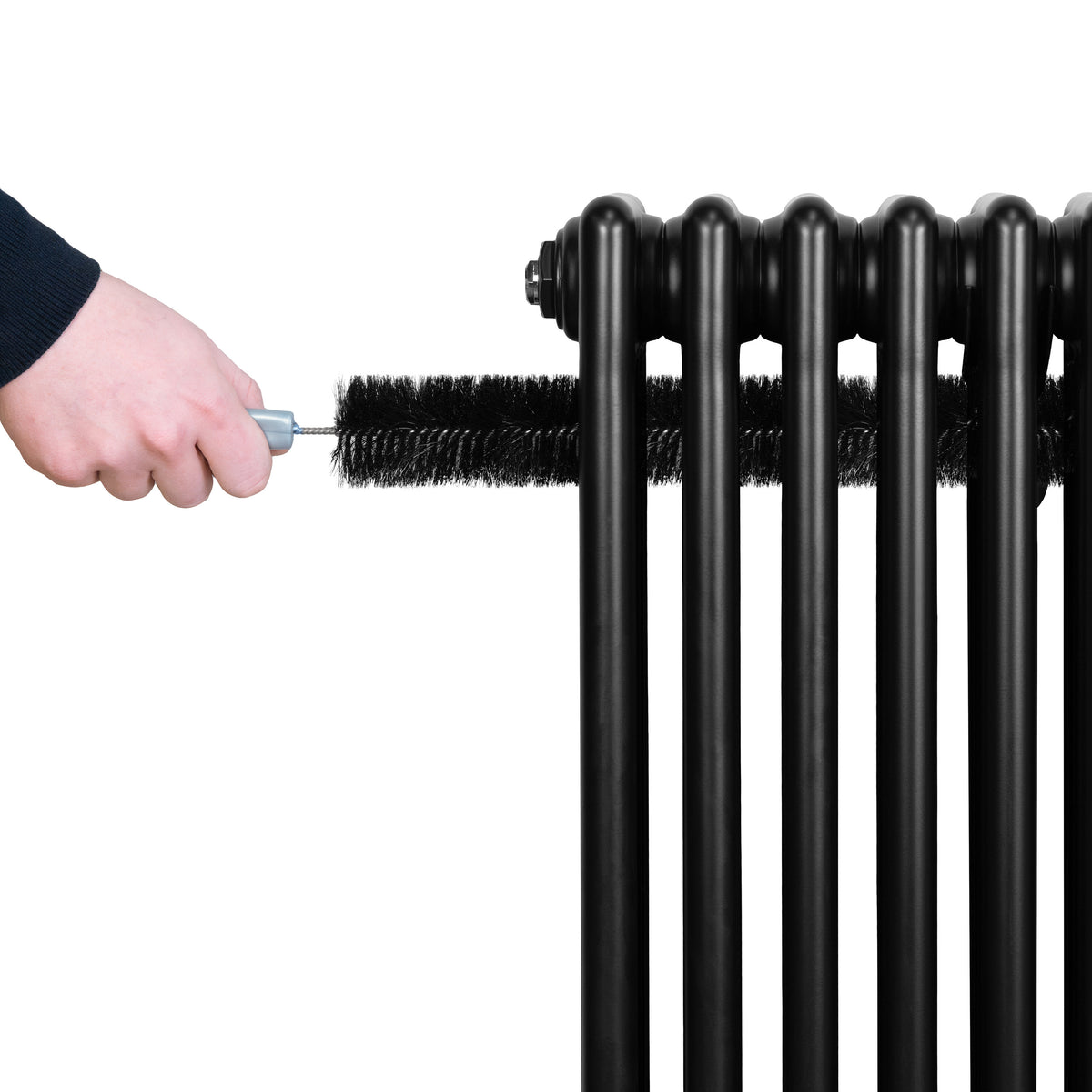 Röhrenheizkörper 4 Säulen mit TRV Chromventile – 300mm x 1505mm – Schwarz