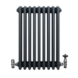 Röhrenheizkörper 4 Säulen mit TRV Chromventile – 600mm x 425mm – Anthrazitgrau