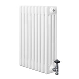 Röhrenheizkörper 4 Säulen mit TRV Chromventile – 600mm x 425mm – Weiß