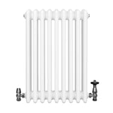Röhrenheizkörper 4 Säulen mit TRV Chromventile – 600mm x 425mm – Weiß