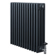 Röhrenheizkörper 4 Säulen mit TRV Chromventile – 600mm x 605mm – Anthrazitgrau