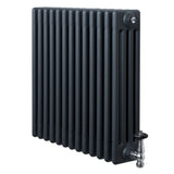 Röhrenheizkörper 4 Säulen mit TRV Chromventile – 600mm x 605mm – Anthrazitgrau