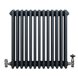 Röhrenheizkörper 4 Säulen mit TRV Chromventile – 600mm x 605mm – Anthrazitgrau