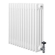 Röhrenheizkörper 4 Säulen mit TRV Chromventile – 600mm x 605mm – Weiß