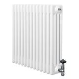 Röhrenheizkörper 4 Säulen mit TRV Chromventile – 600mm x 605mm – Weiß