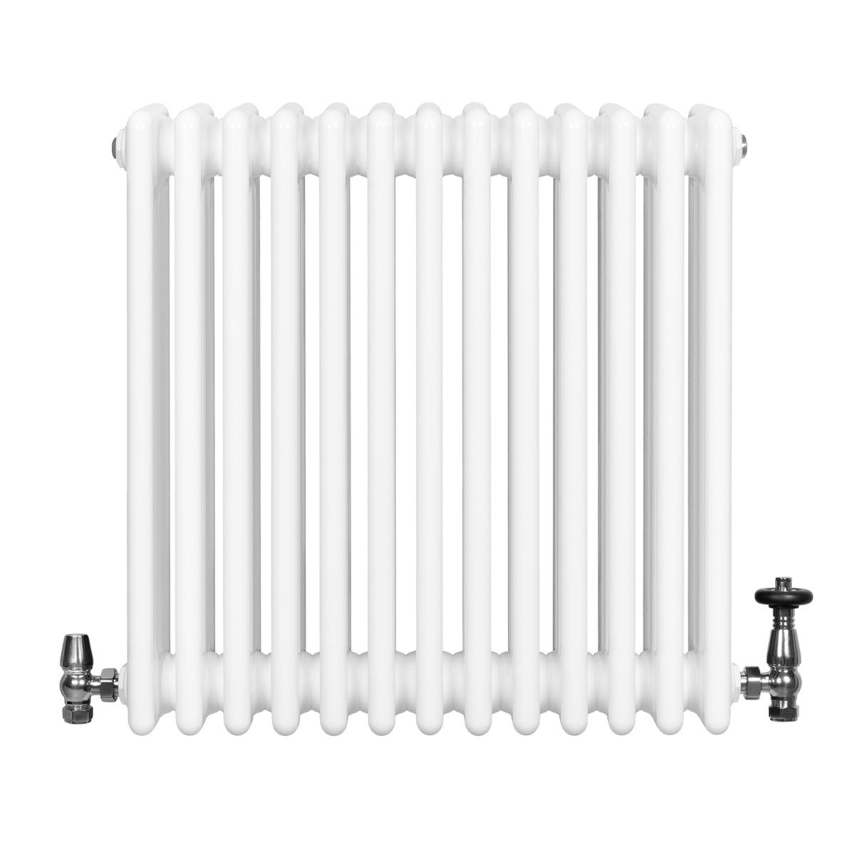 Röhrenheizkörper 4 Säulen mit TRV Chromventile – 600mm x 605mm – Weiß - view 4
