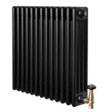 Röhrenheizkörper 4 Säulen mit TRV Chromventile – 600mm x 605mm – Schwarz