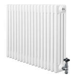 Röhrenheizkörper 4 Säulen mit TRV Chromventile – 600mm x 785mm – Weiß