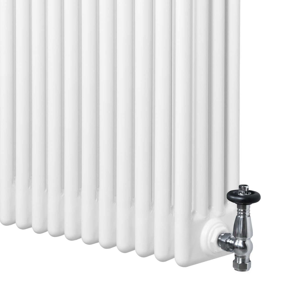 Röhrenheizkörper 4 Säulen mit TRV Chromventile – 600mm x 785mm – Weiß - view 10