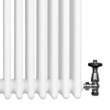 Röhrenheizkörper 4 Säulen mit TRV Chromventile – 600mm x 785mm – Weiß - view 8
