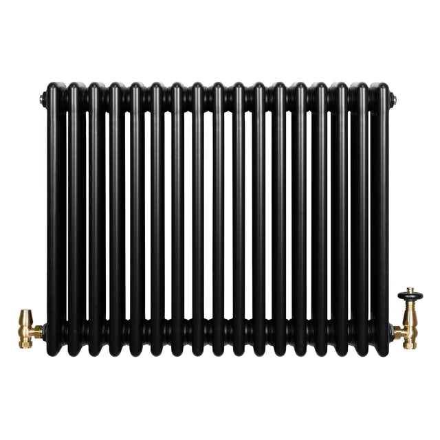 Röhrenheizkörper 4 Säulen mit TRV Chromventile – 600mm x 785mm – Schwarz