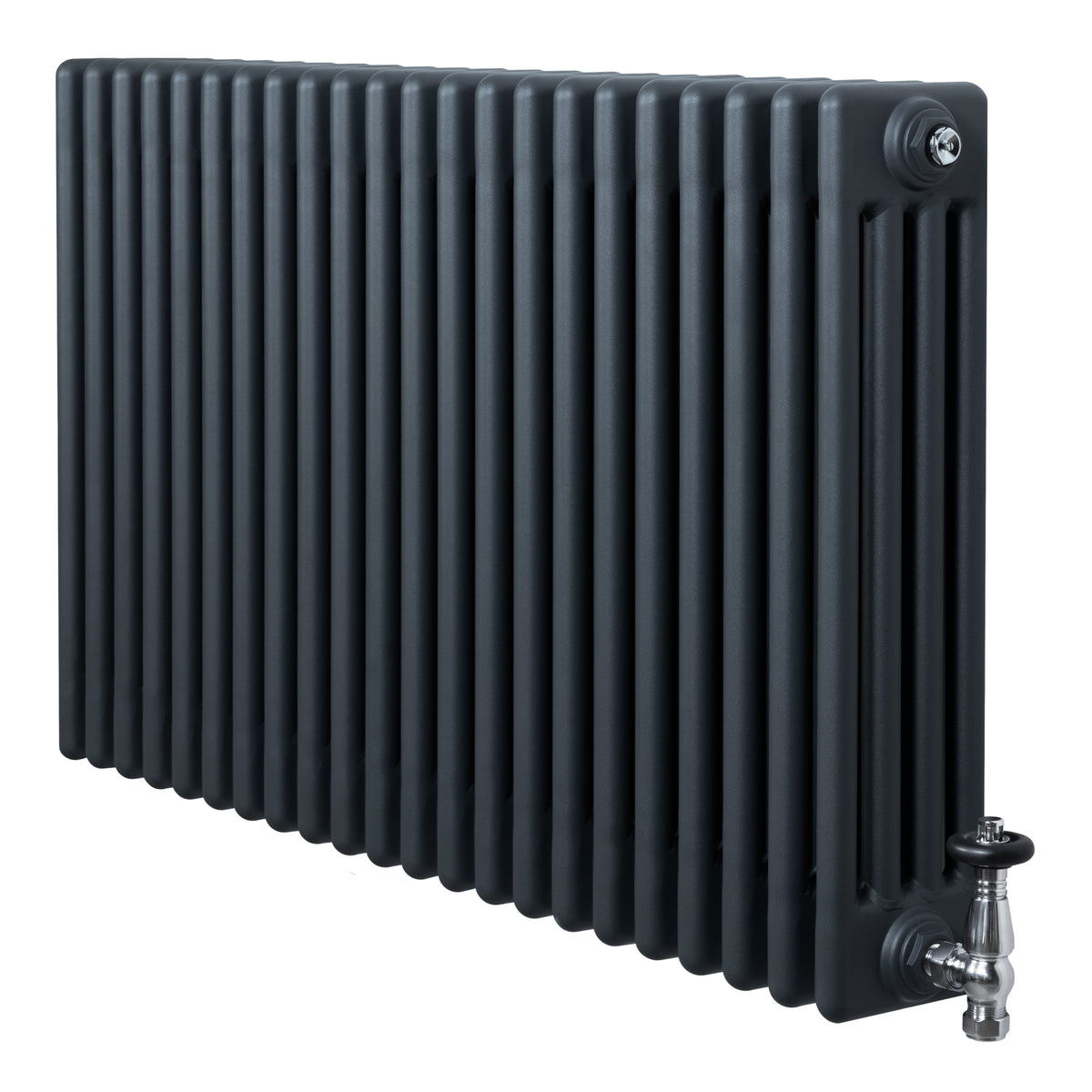 Röhrenheizkörper 4 Säulen mit TRV Chromventile – 600mm x 1010mm – Anthrazitgrau - view 3