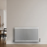 Röhrenheizkörper 4 Säulen mit TRV Chromventile – 600mm x 1010mm – Weiß - view 2