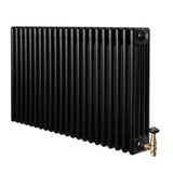 Röhrenheizkörper 4 Säulen mit TRV Chromventile – 600mm x 1010mm – Schwarz