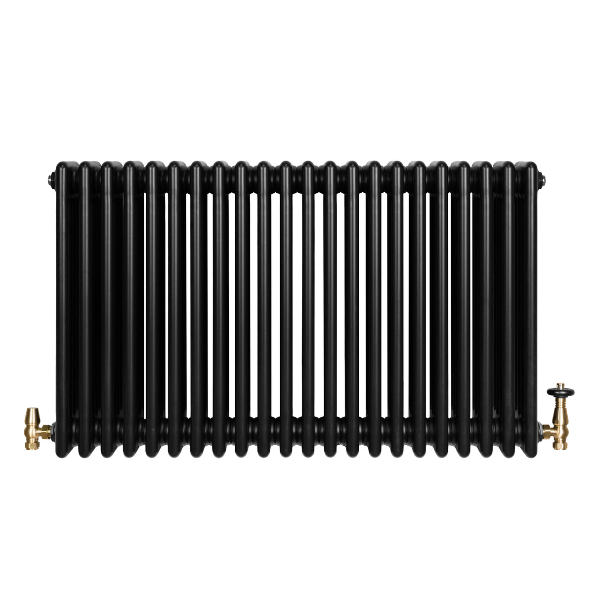 Röhrenheizkörper 4 Säulen mit TRV Chromventile – 600mm x 1010mm – Schwarz