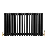 Röhrenheizkörper 4 Säulen mit TRV Chromventile – 600mm x 1010mm – Schwarz