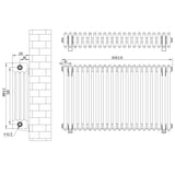 Röhrenheizkörper 4 Säulen mit TRV Chromventile – 600mm x 1010mm – Schwarz