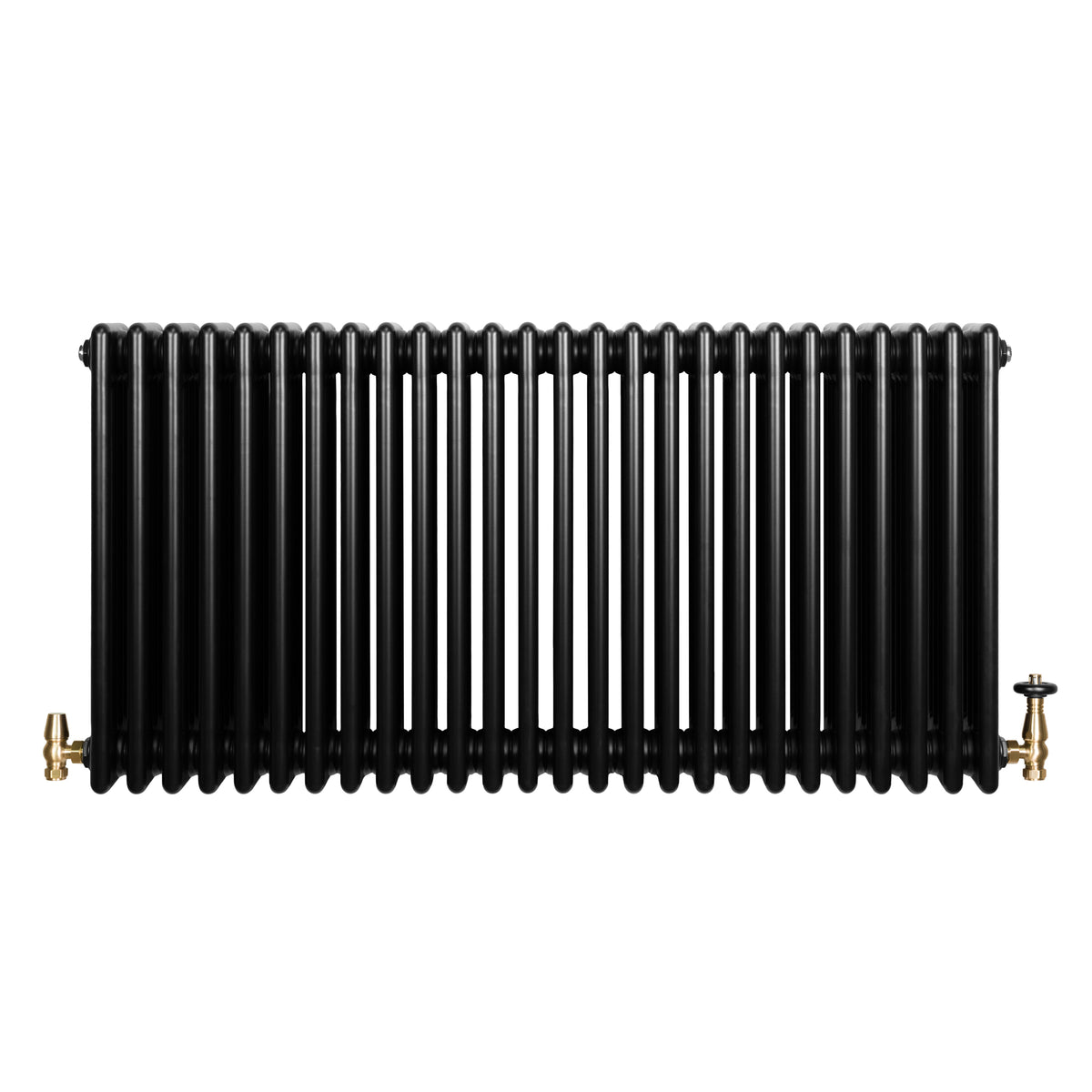 Röhrenheizkörper 4 Säulen mit TRV Chromventile – 600mm x 1190mm – Schwarz - view 4