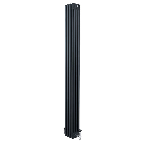 Röhrenheizkörper 4 Säulen mit TRV Chromventile – 1800mm x 200mm – Anthrazitgrau