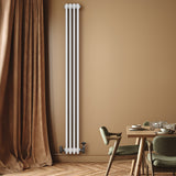 Röhrenheizkörper 4 Säulen mit TRV Chromventile – 1800mm x 200mm – Weiß - view 2