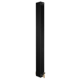 Röhrenheizkörper 4 Säulen mit TRV Chromventile – 1800mm x 200mm – Schwarz