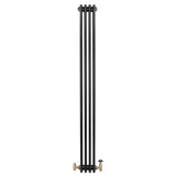 Röhrenheizkörper 4 Säulen mit TRV Chromventile – 1800mm x 200mm – Schwarz