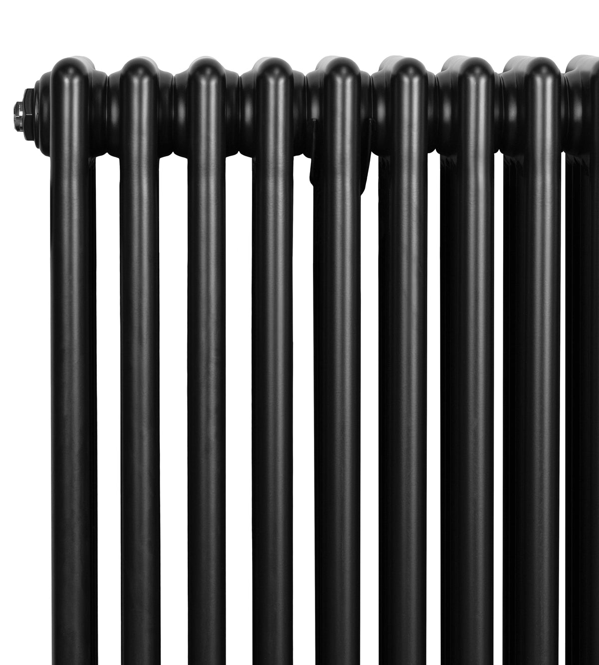 Röhrenheizkörper 4 Säulen mit TRV Chromventile – 1800mm x 200mm – Schwarz