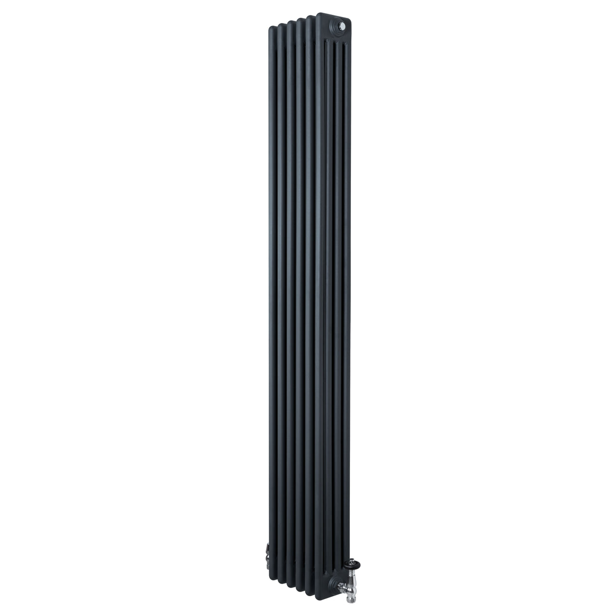Röhrenheizkörper 4 Säulen mit TRV Chromventile – 1800mm x 290mm – Anthrazitgrau